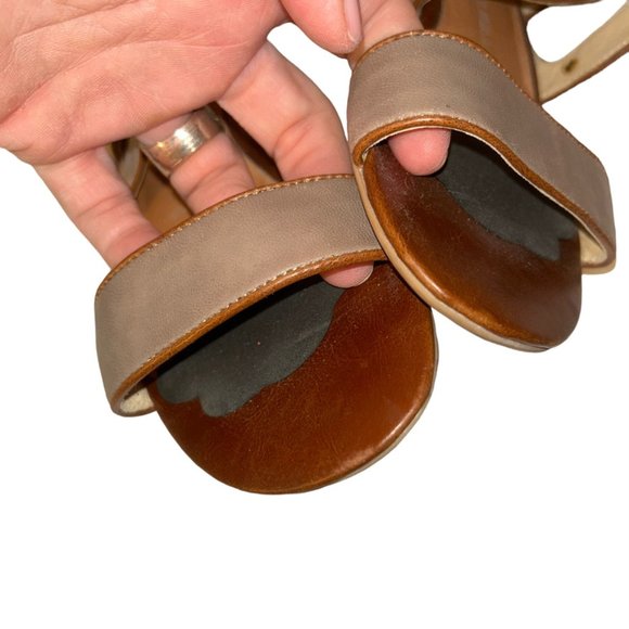 Jeffrey Campbell khaki laser cut out Leather cage wedge sandals shoes 8.5 - Picture 6 of 7